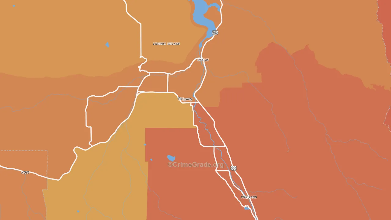 Ouray County, CO Map of Robbery Rates