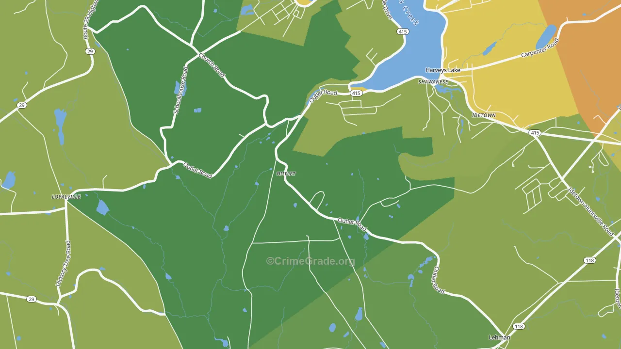 Outlet, PA Map of Robbery Rates