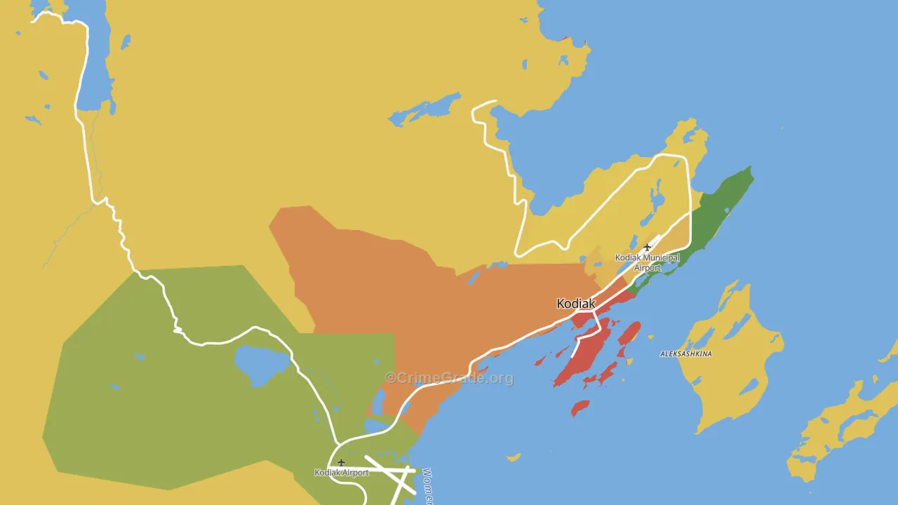 Ouzinkie, AK Map of Robbery Rates