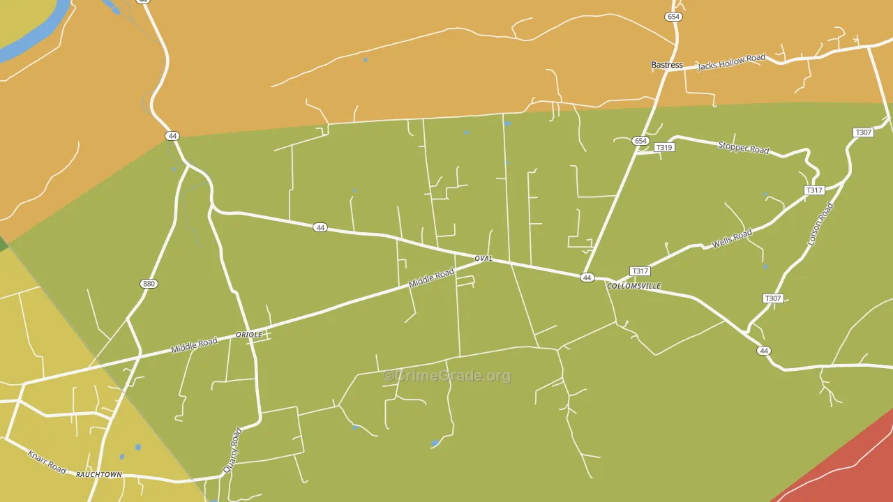 Oval, PA Map of Robbery Rates