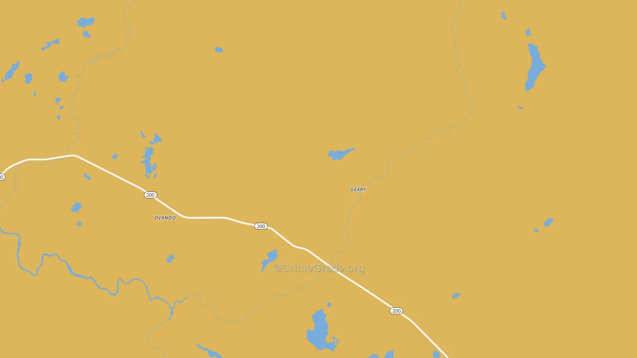 Ovando, MT Map of Robbery Rates