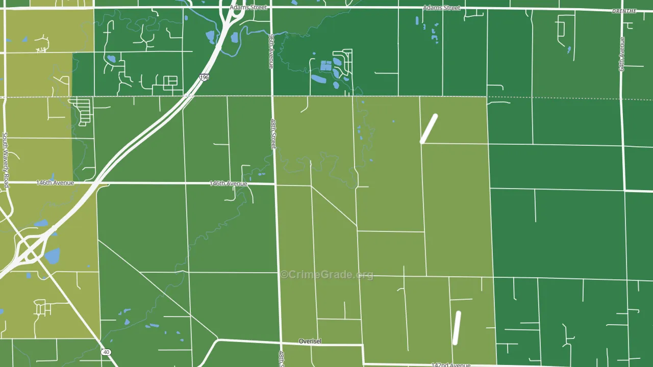 Overisel, MI Map of Robbery Rates