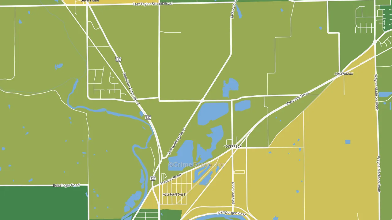 Overpeck, OH Map of Robbery Rates