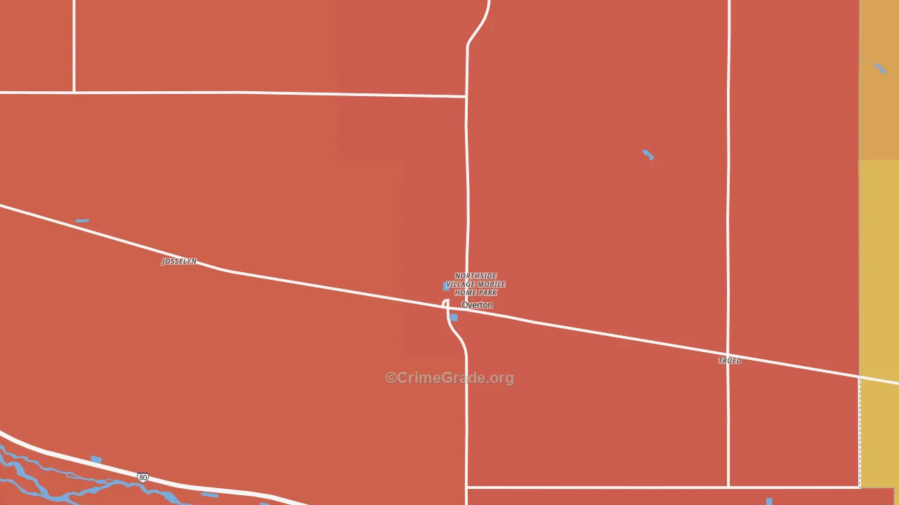 Overton, NE Map of Robbery Rates