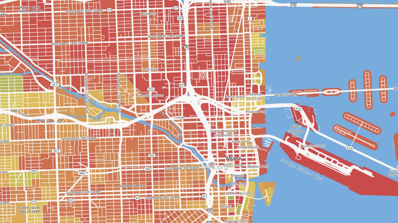 Overtown, Miami, FL Map of Robbery Rates