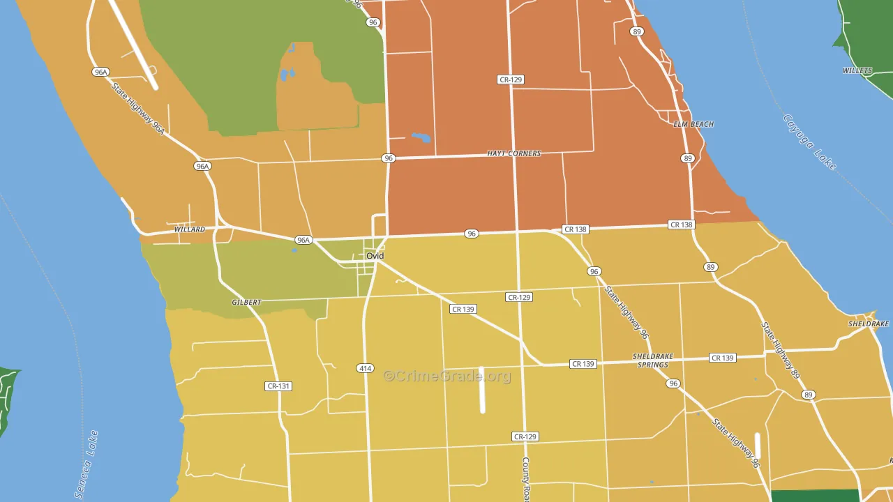 Ovid, NY Map of Robbery Rates