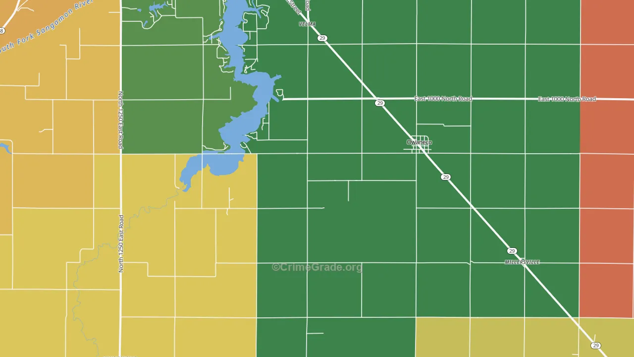 Owaneco, IL Map of Robbery Rates