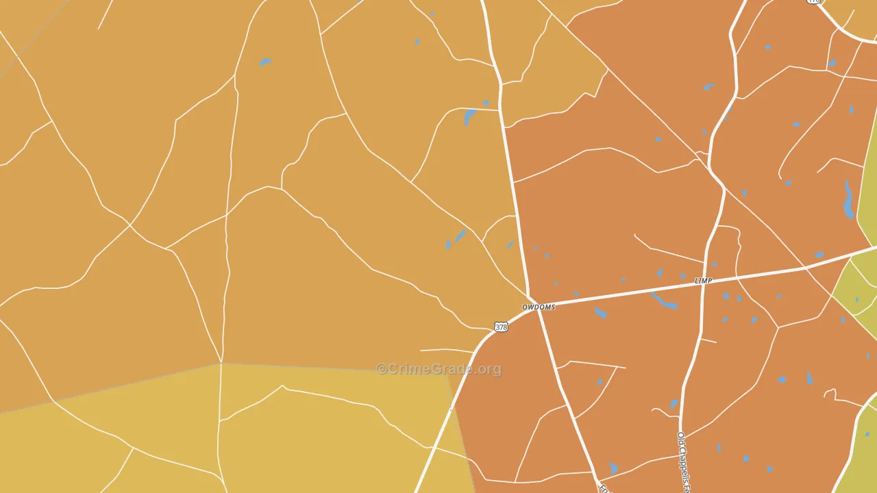 Owdoms, SC Map of Robbery Rates