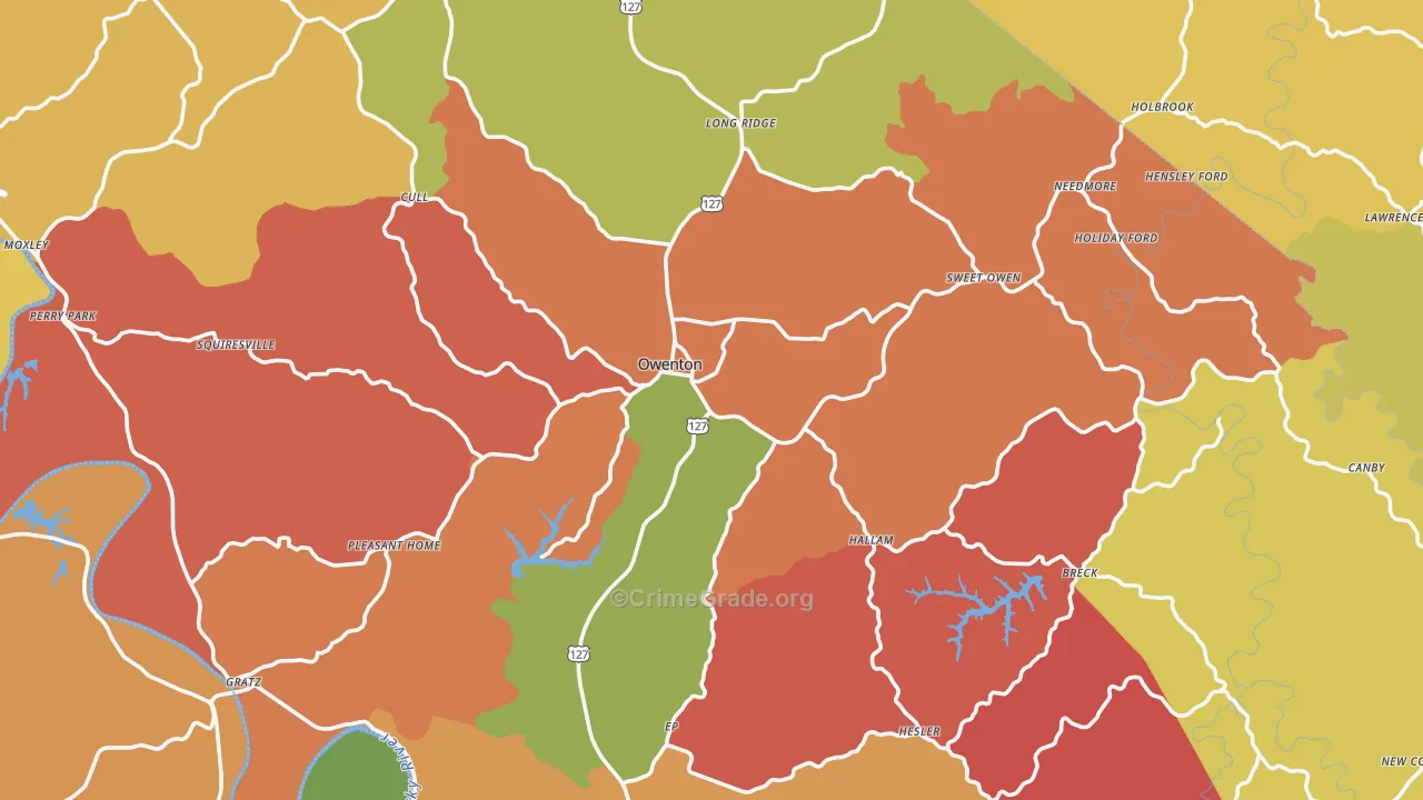 Owen County, KY Map of Robbery Rates