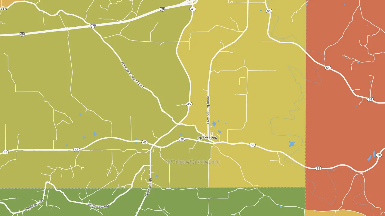 Owensburg, IN Map of Robbery Rates