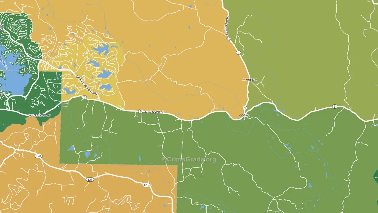 Owensville, AR Map of Robbery Rates