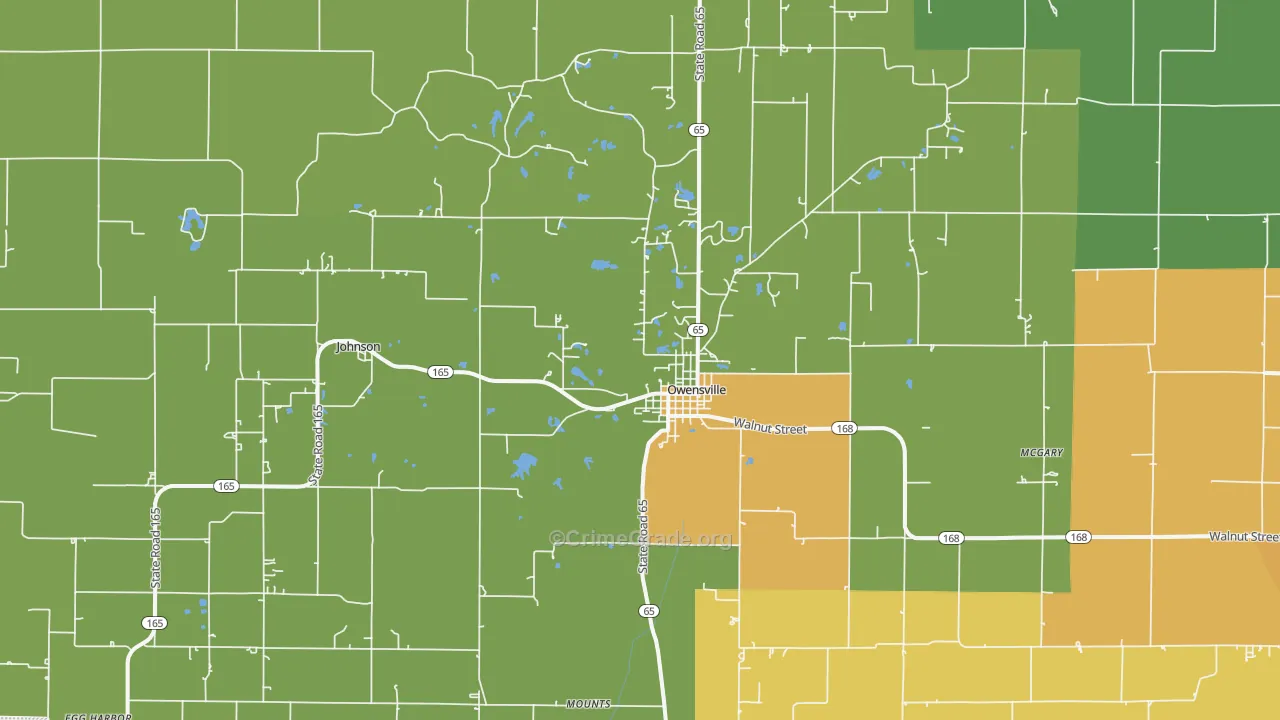 Owensville, IN Map of Robbery Rates