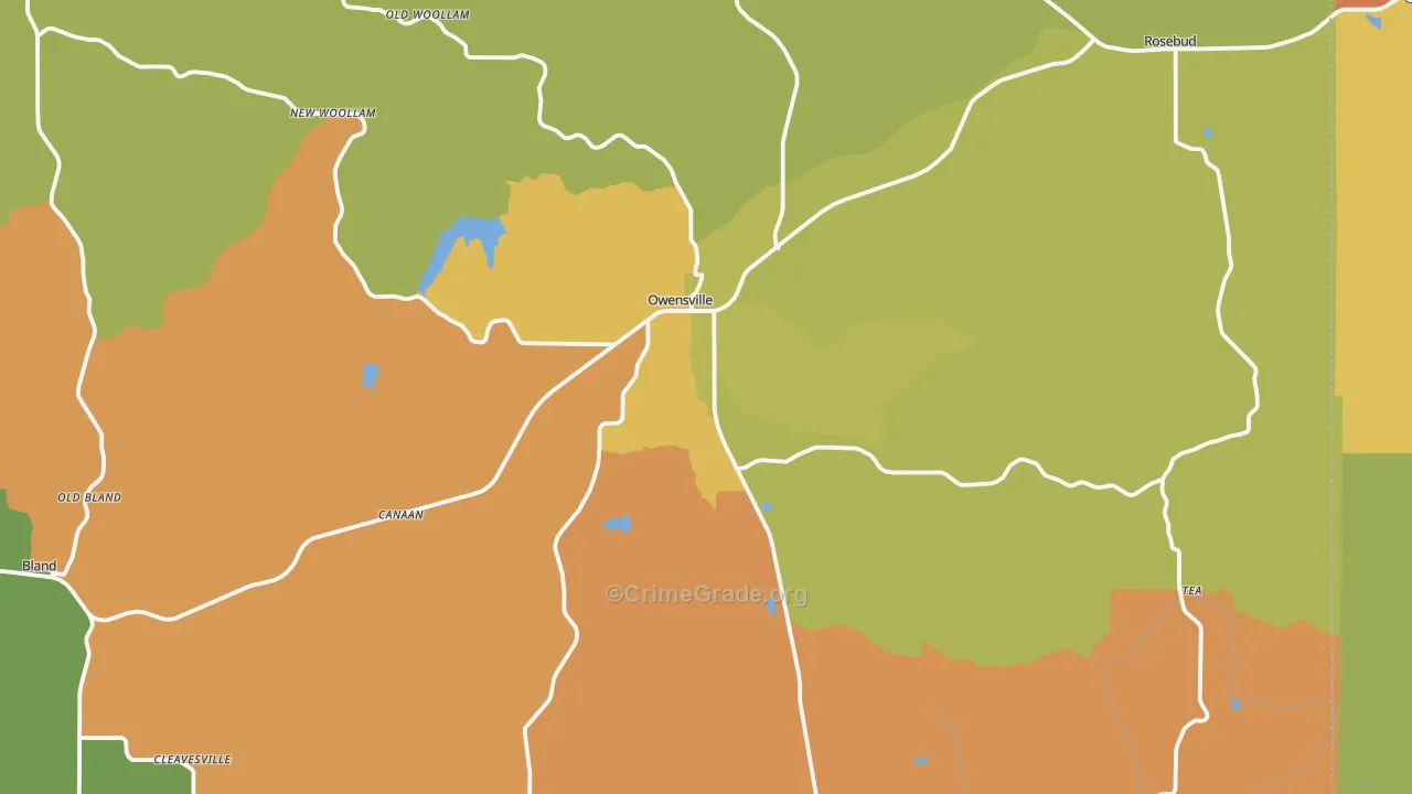 Owensville, MO Map of Robbery Rates