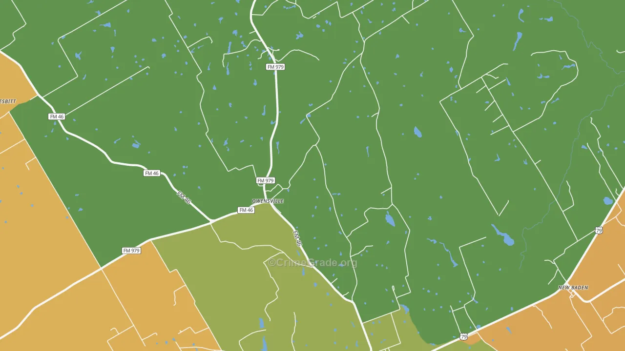 Owensville, TX Map of Robbery Rates