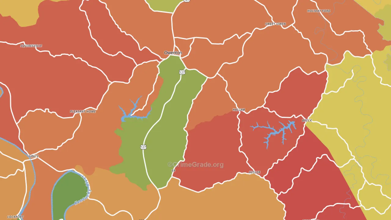 Owenton, KY Map of Robbery Rates