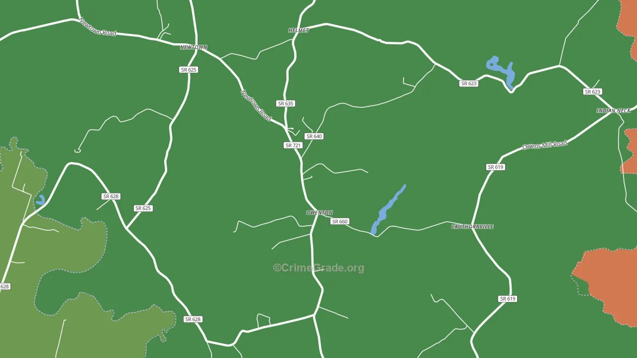 Owenton, VA Map of Robbery Rates
