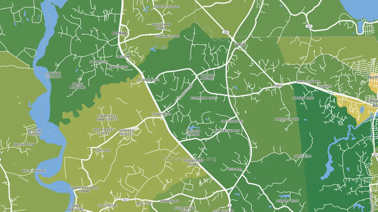 Owings, MD Map of Robbery Rates