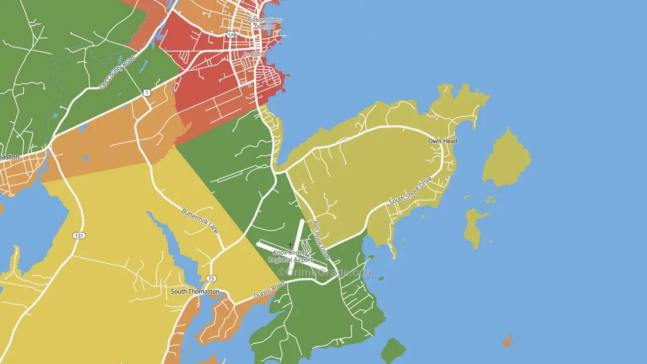 Owls Head, ME Map of Robbery Rates