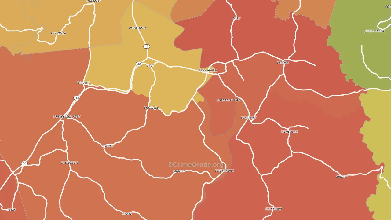 Owsley County, KY Map of Robbery Rates