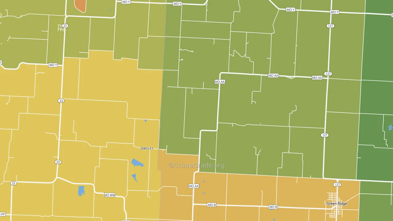 Owsley, MO Map of Robbery Rates