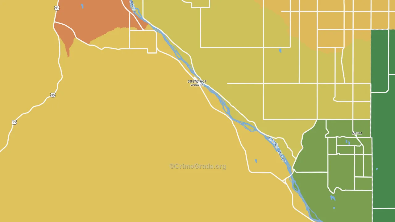 Owyhee County, ID Map of Robbery Rates