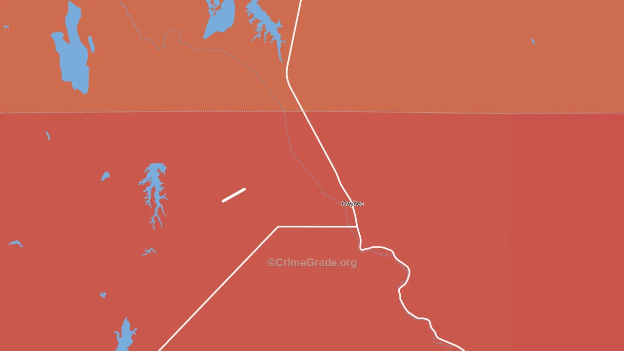 Owyhee, NV Map of Robbery Rates