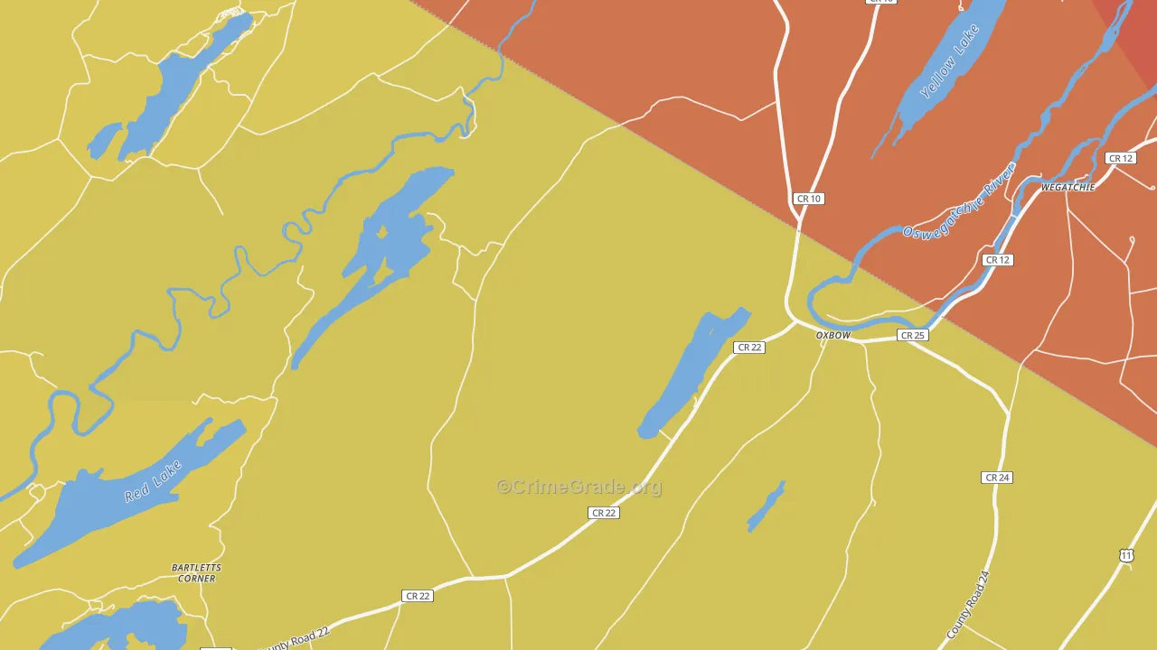 Oxbow, NY Map of Robbery Rates