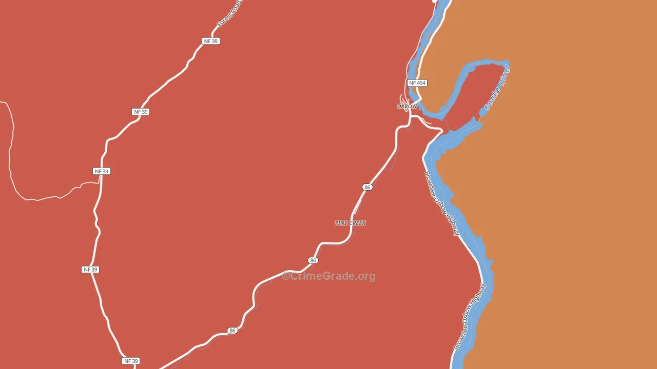Oxbow, OR Map of Robbery Rates