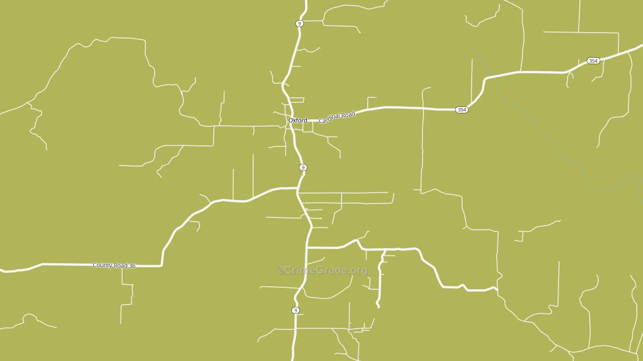 Oxford, AR Map of Robbery Rates