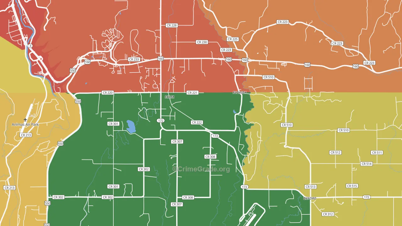 Oxford, CO Map of Robbery Rates