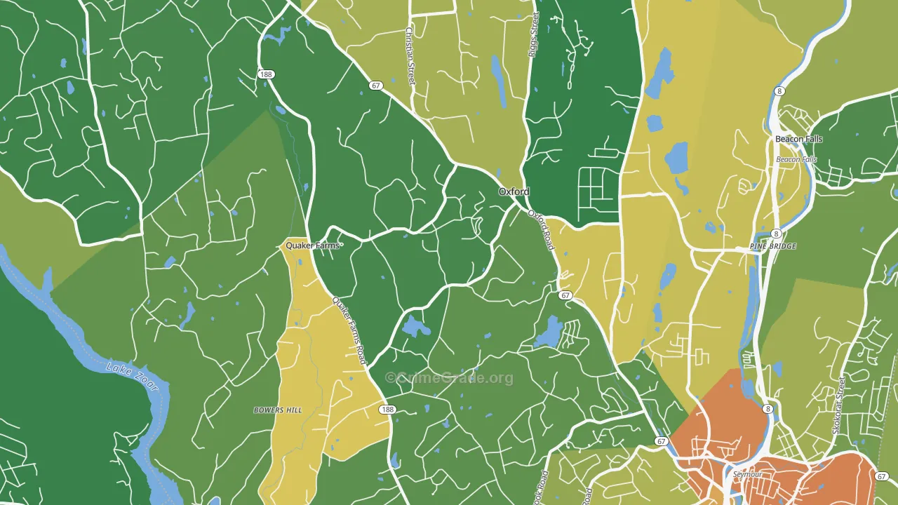 Oxford, CT Map of Robbery Rates