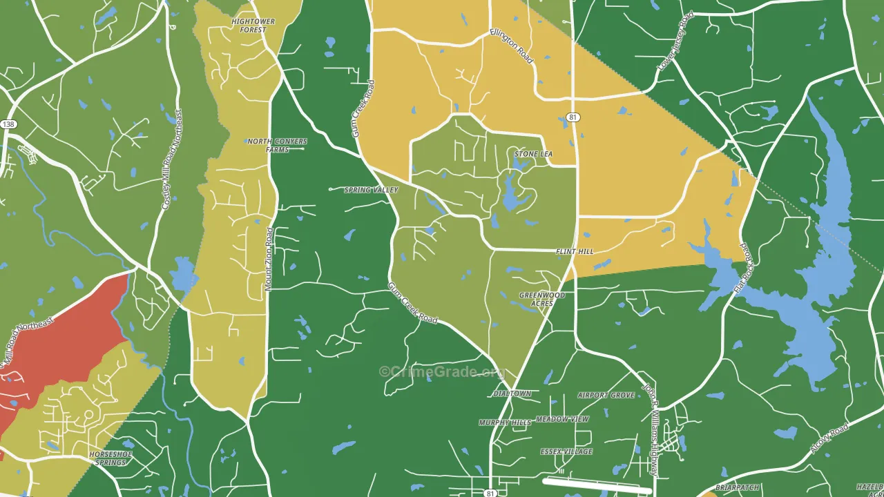 Oxford, GA Map of Robbery Rates