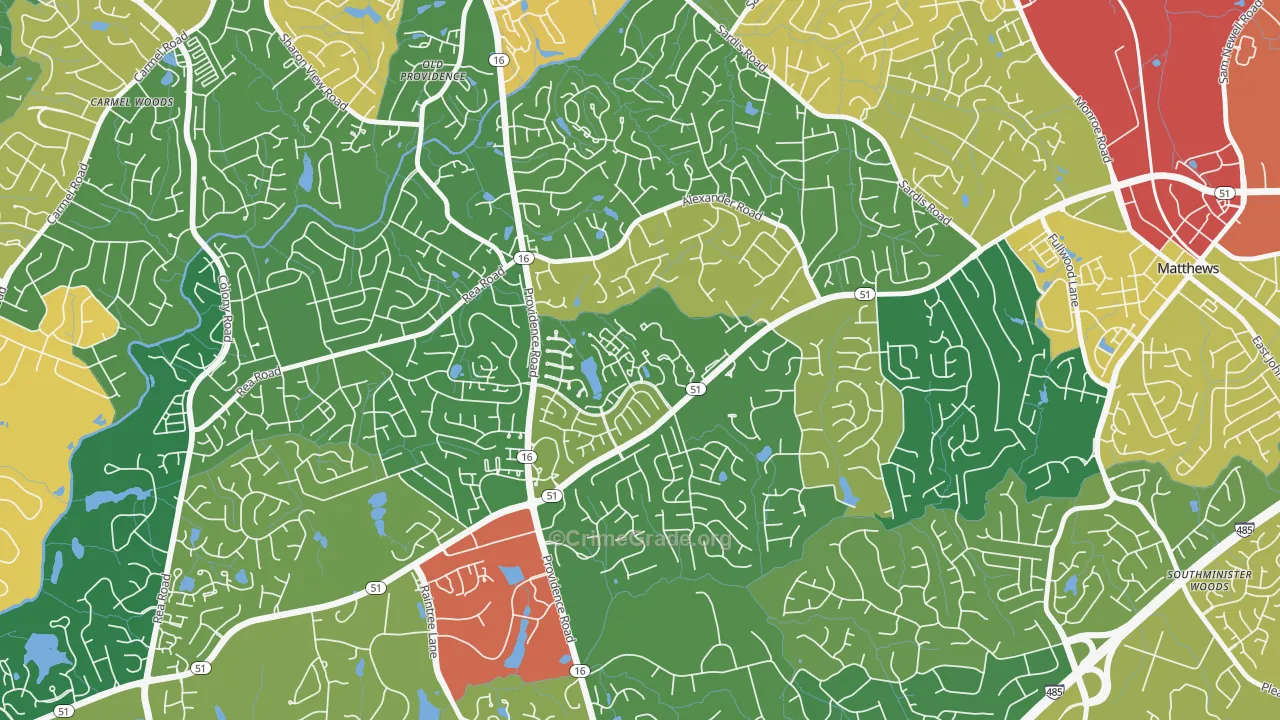 Oxford Hunt, Charlotte, NC Map of Robbery Rates