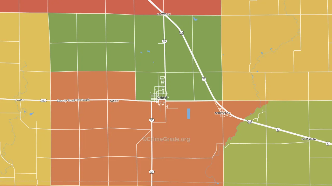 Oxford, IN Map of Robbery Rates