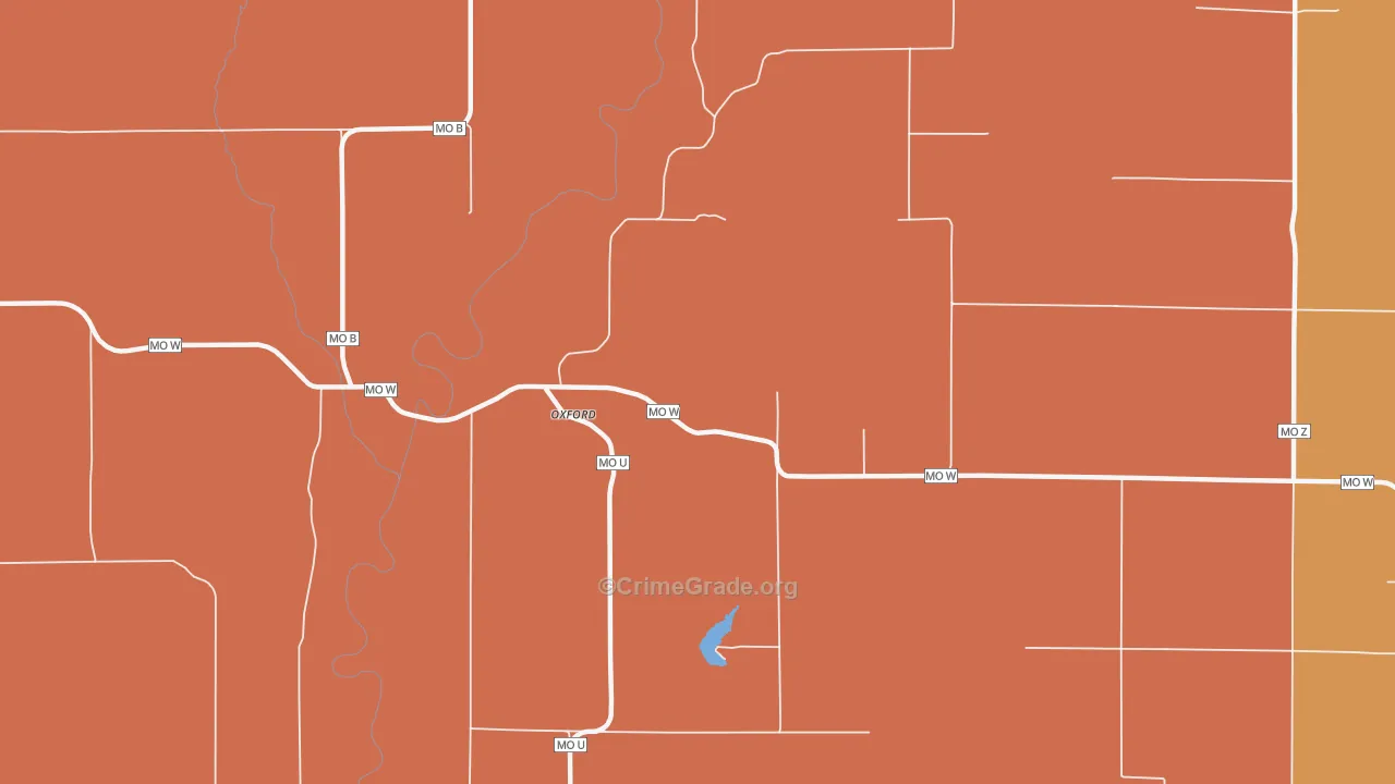 Oxford, MO Map of Robbery Rates