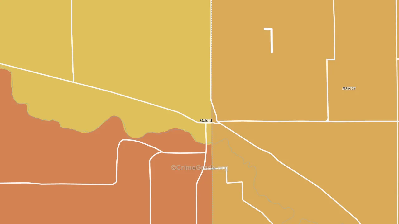 Oxford, NE Map of Robbery Rates