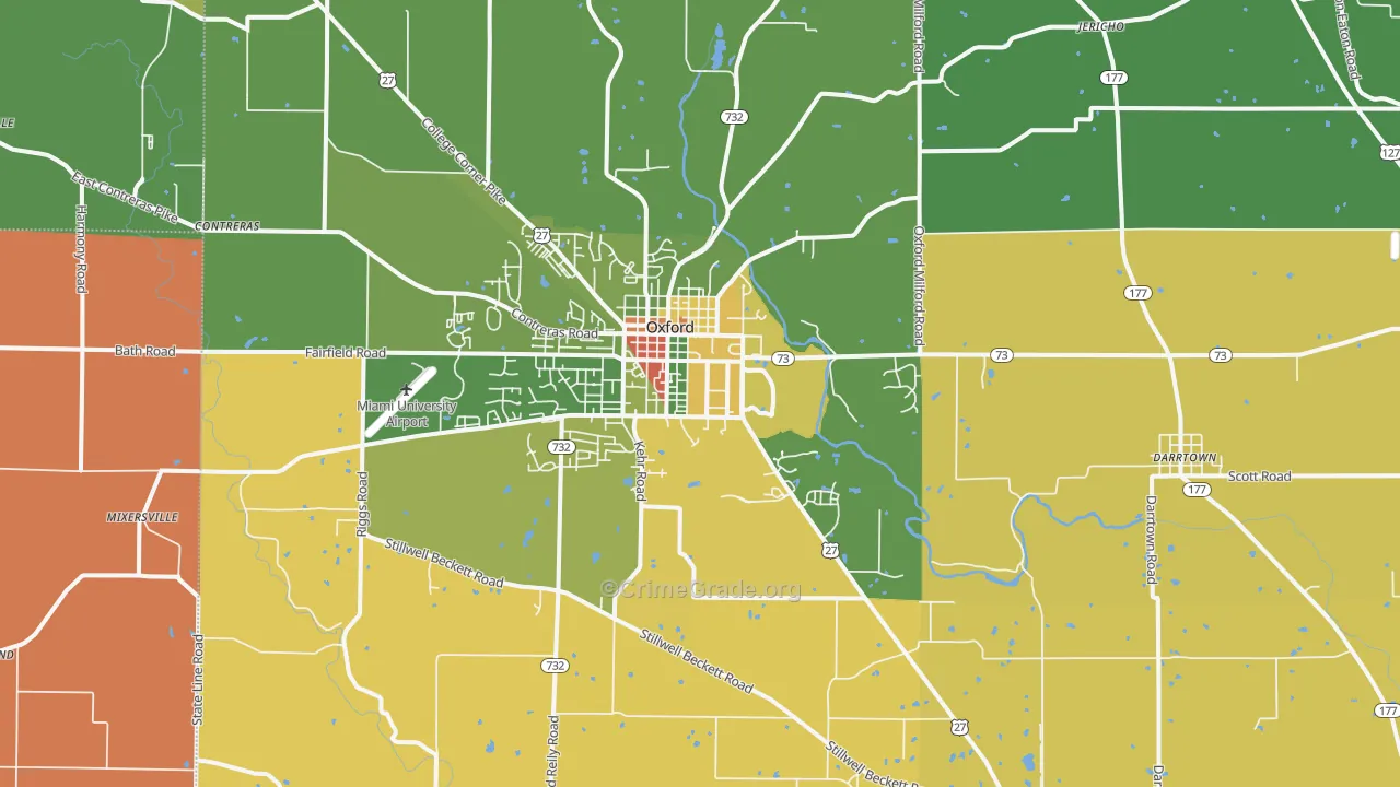 Oxford, OH Map of Robbery Rates