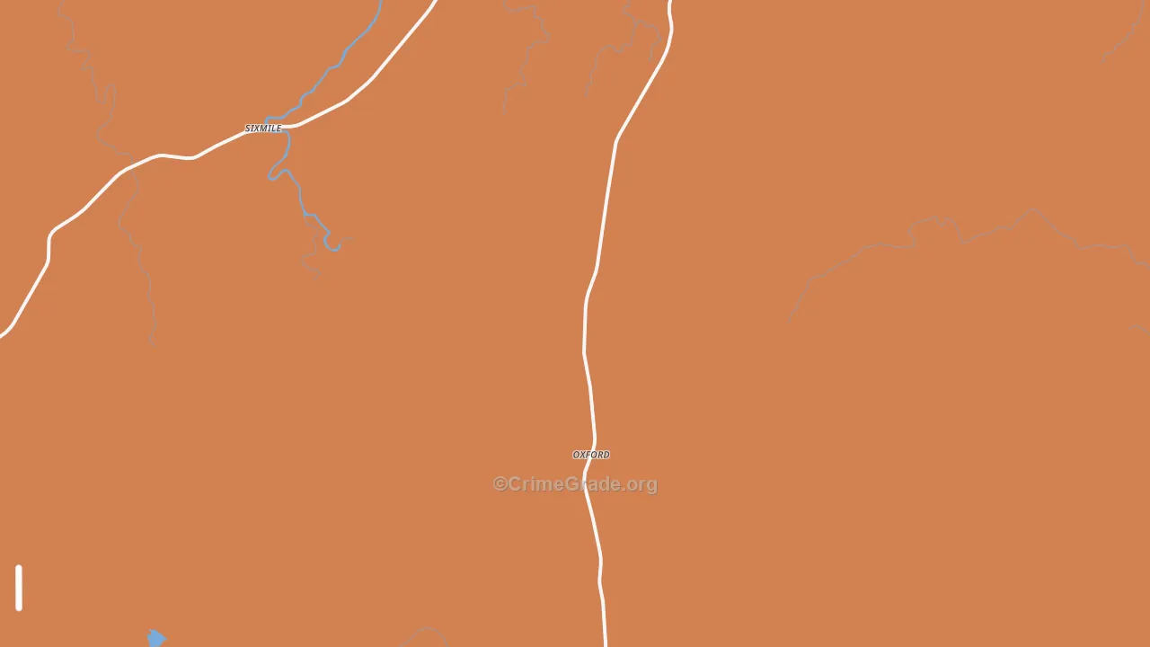 Oxford, TX Map of Robbery Rates