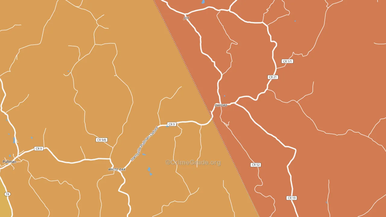 Oxford, WV Map of Robbery Rates