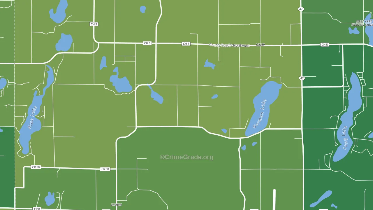 Oxlip, MN Map of Robbery Rates
