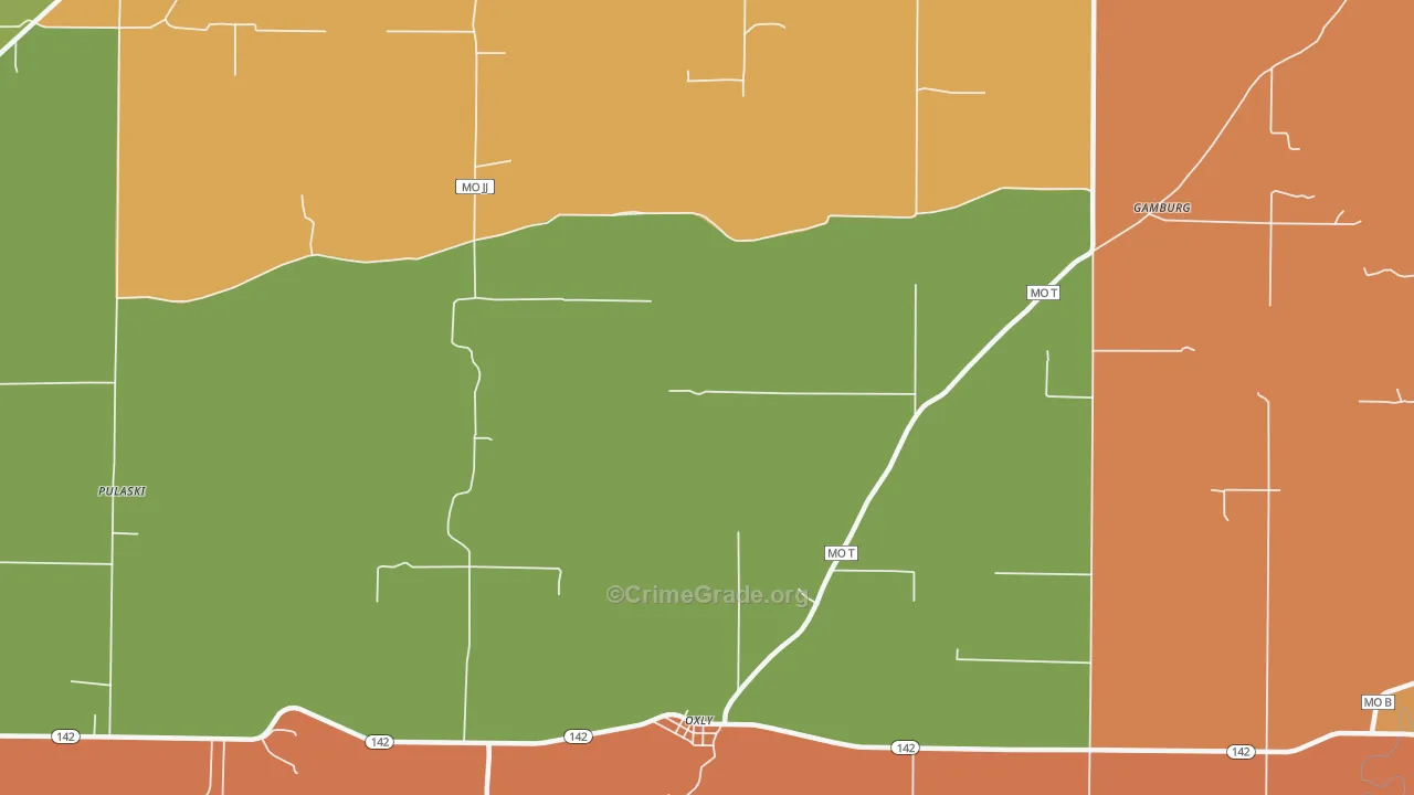 Oxly, MO Map of Robbery Rates