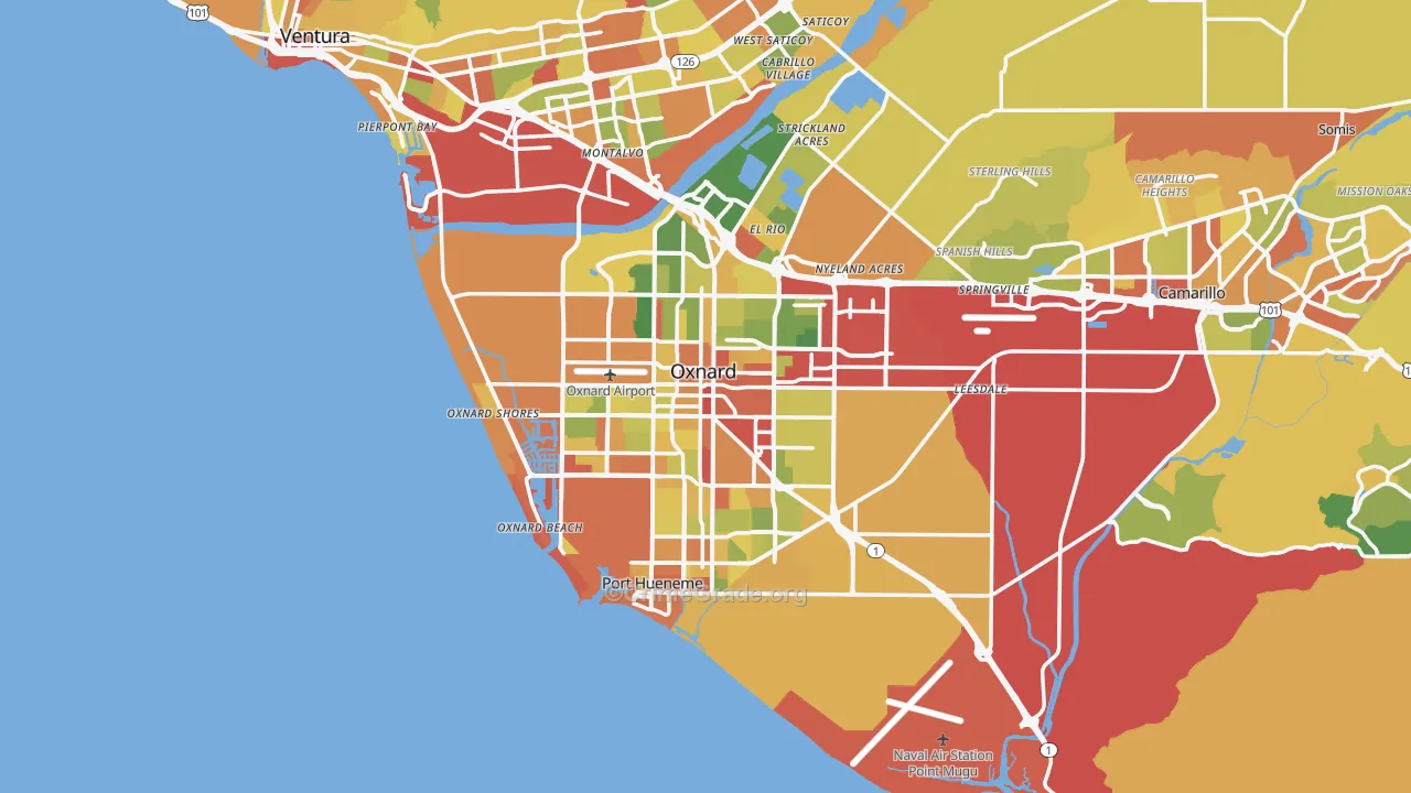 Oxnard, CA Map of Robbery Rates