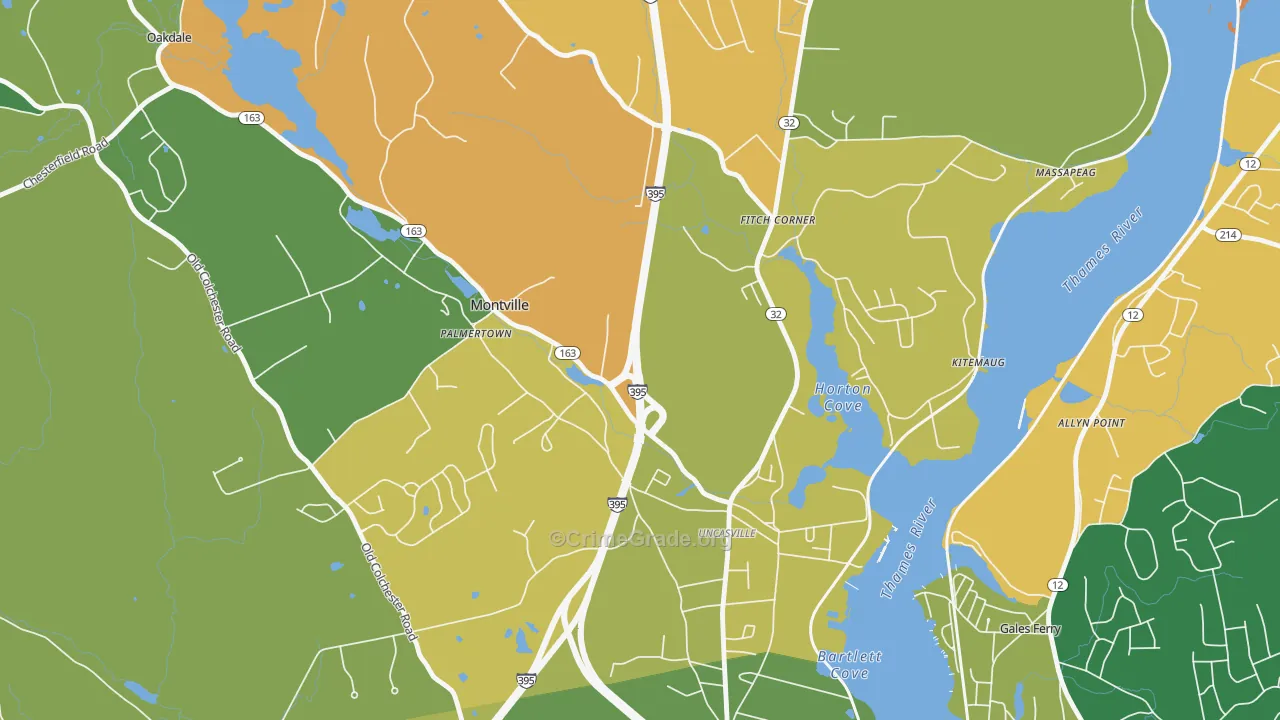 Oxoboxo River, CT Map of Robbery Rates