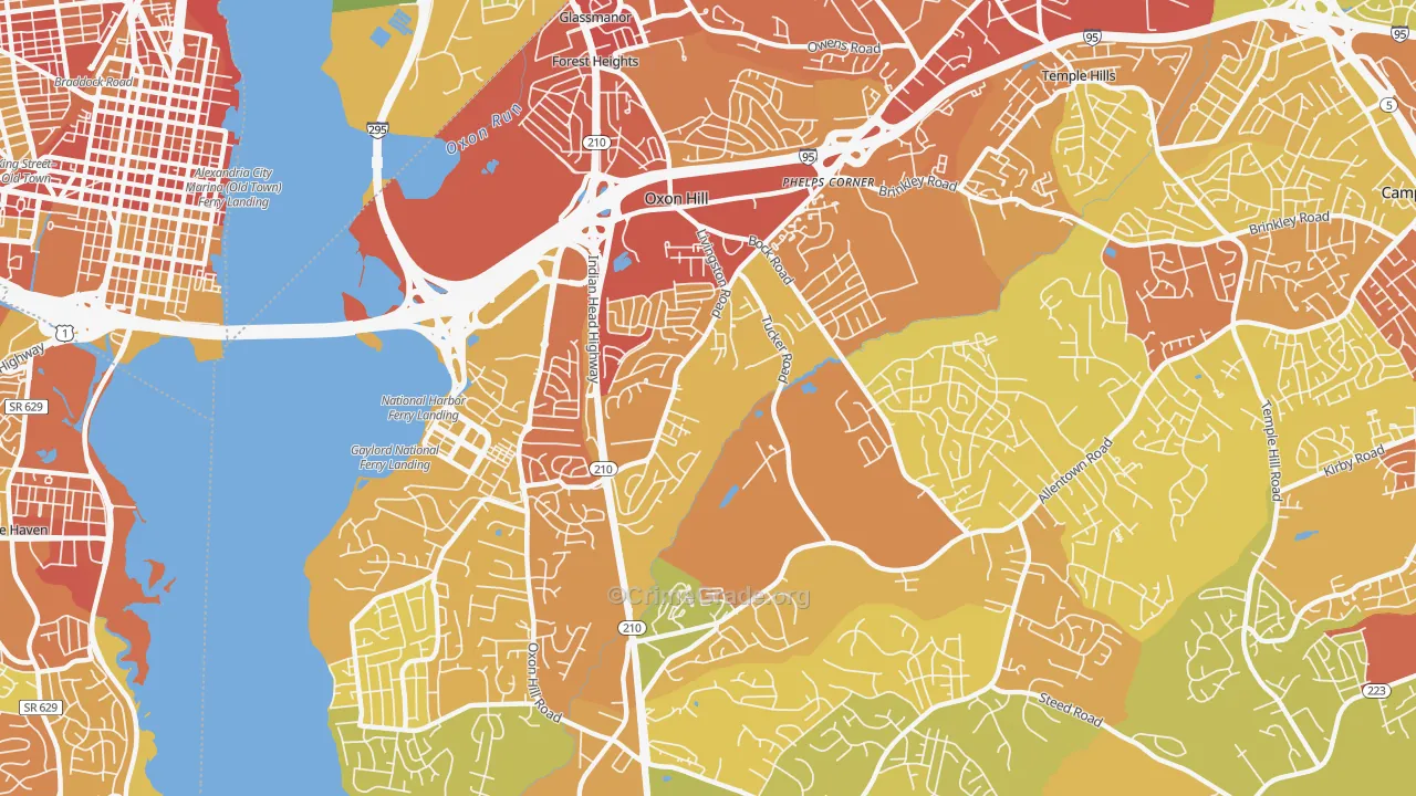 Oxon Hill, MD Map of Robbery Rates
