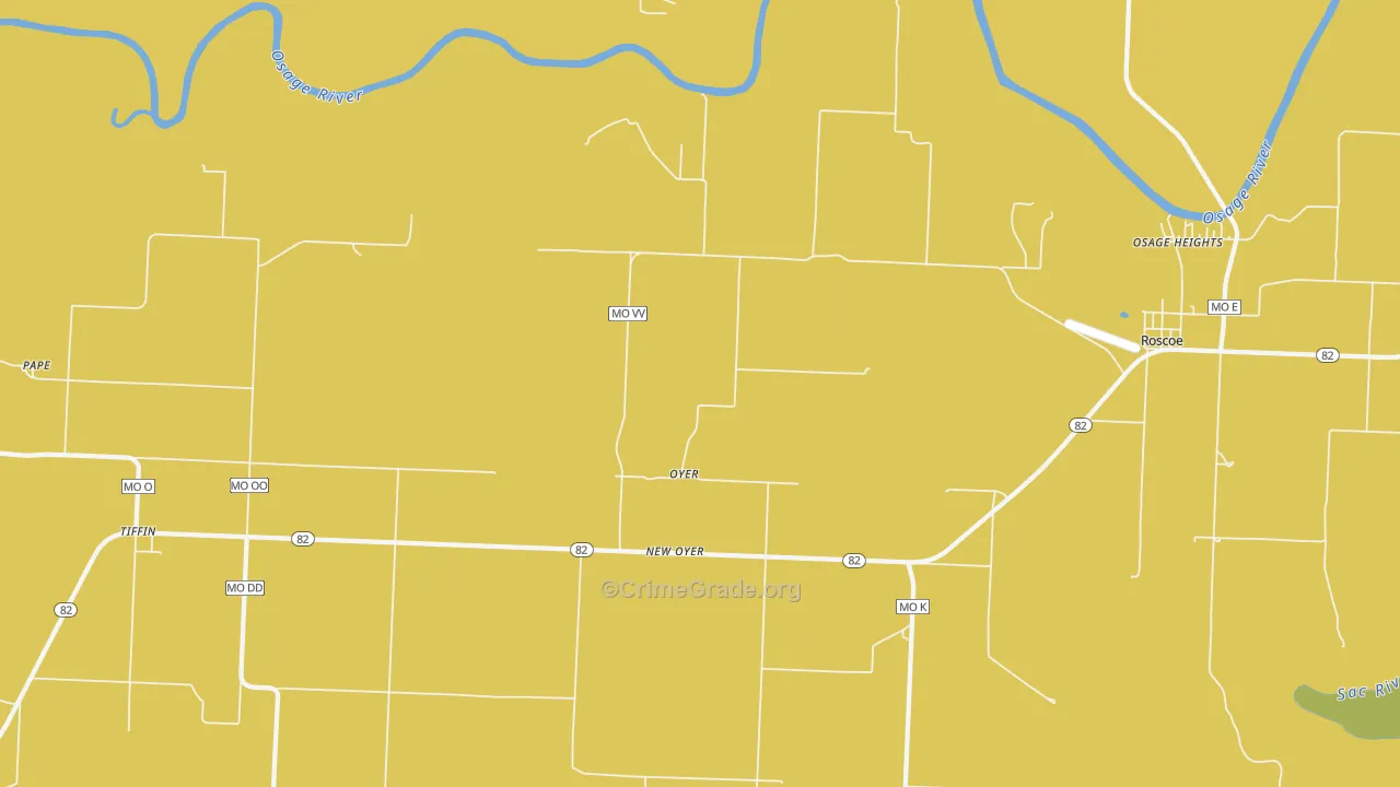 Oyer, MO Map of Robbery Rates
