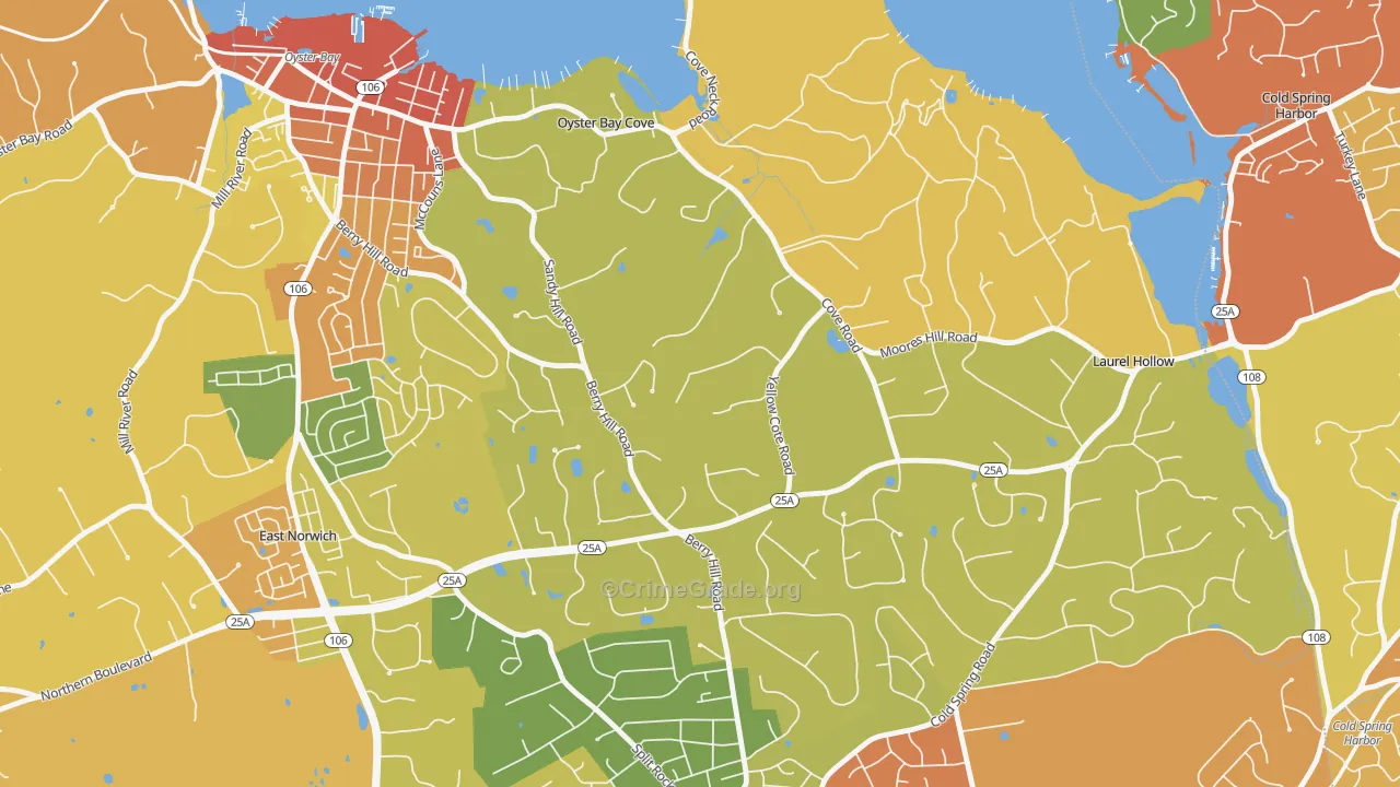 Oyster Bay Cove, NY Map of Robbery Rates