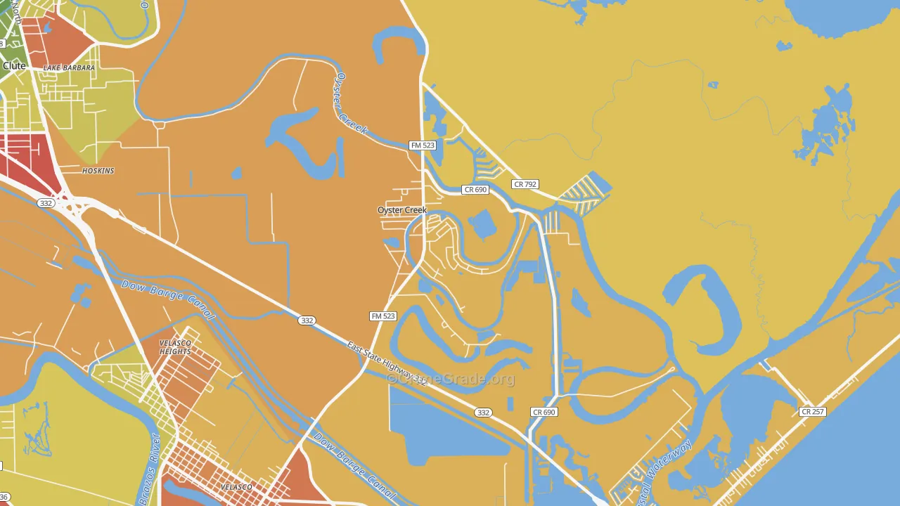 Oyster Creek, TX Map of Robbery Rates