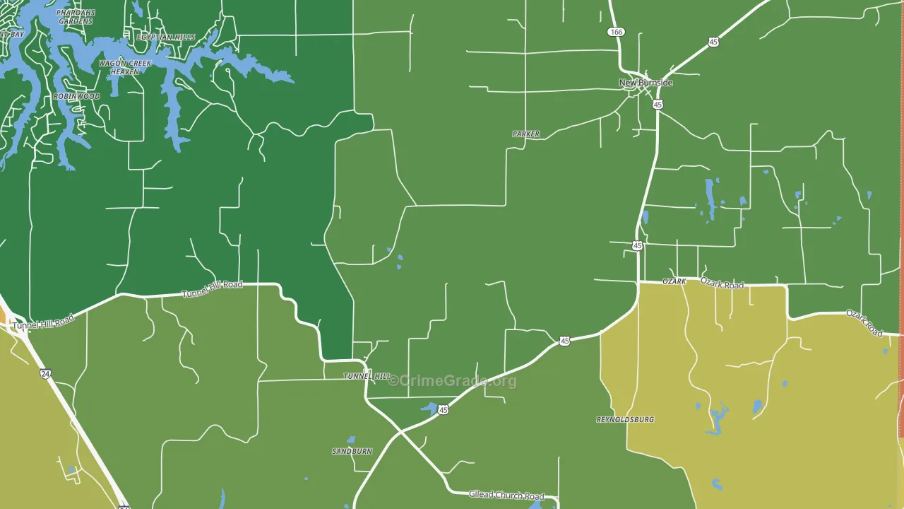 Ozark, IL Map of Robbery Rates