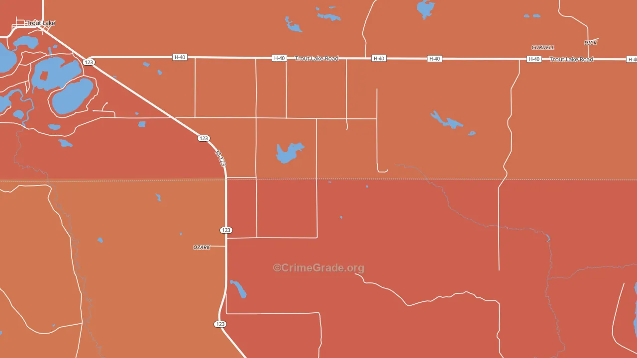 Ozark, MI Map of Robbery Rates
