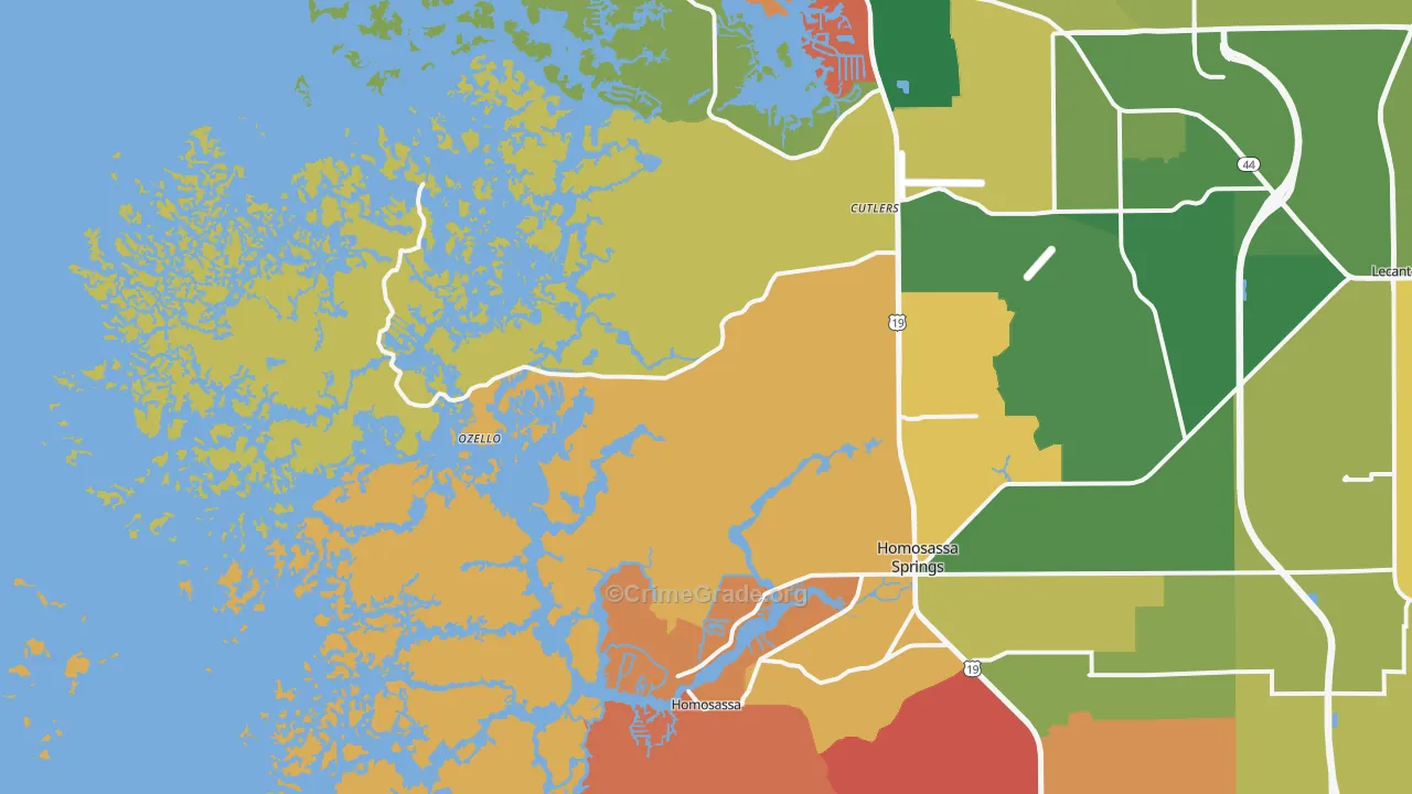 Ozello, FL Map of Robbery Rates